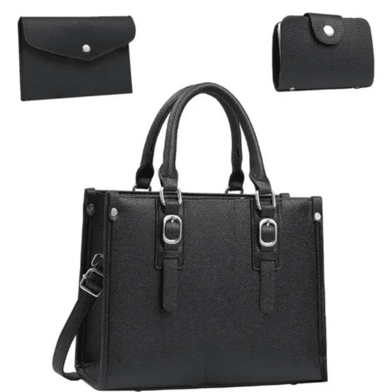 Fashion Ladies Shoulder Bag Set | PU Leather Handbags for Women | Tote Bag, Wallet & Mini Pouch Set - Image 4